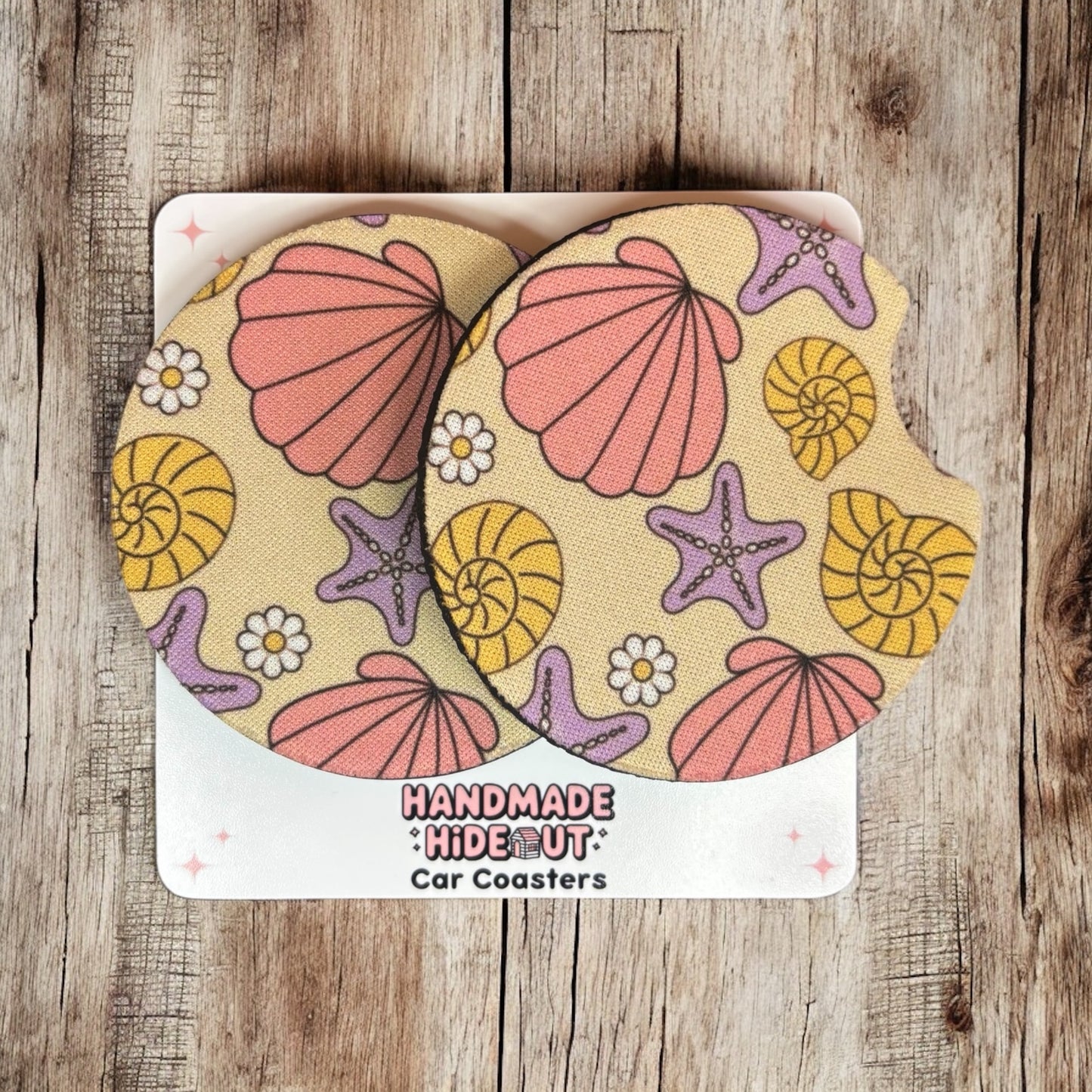 Sandy Shells Car Coasters