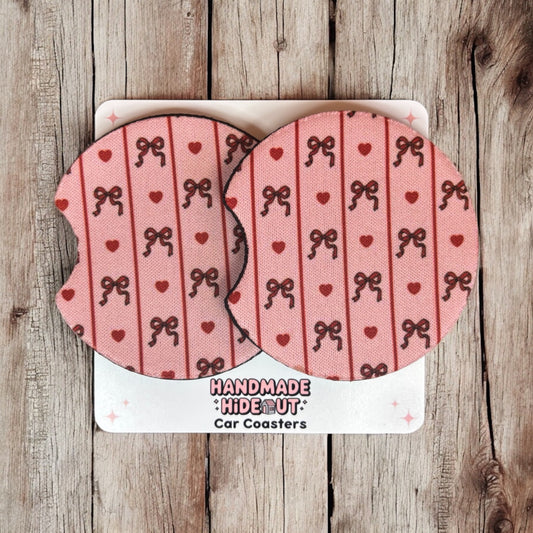 Pinstripe Bow Car Coaster